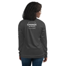 Load image into Gallery viewer, #ChangeMaker - Unisex Bomber Jacket (White)