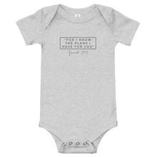 Load image into Gallery viewer, For I Know The Plans - Baby short sleeve one piece (Black)