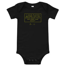 Load image into Gallery viewer, I Have Placed Before You An Open Door - Baby short sleeve one piece (Yellow)