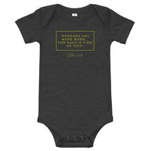 Load image into Gallery viewer, Perhaps You Were Born For Such A Time As This - Baby short sleeve one piece (yellow)