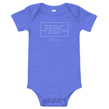 Load image into Gallery viewer, Perhaps You Were Born For Such A Time As This - Baby short sleeve one piece (white)