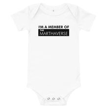 Load image into Gallery viewer, I'm A Member Of The Marthaverse - Baby short sleeve one piece (Black)