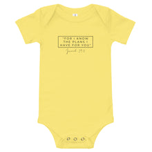 Load image into Gallery viewer, For I Know The Plans - Baby short sleeve one piece (Black)