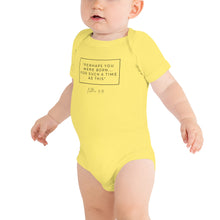Load image into Gallery viewer, Perhaps You Were Born For Such A Time As This - Baby short sleeve one piece (Black)