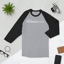Load image into Gallery viewer, #ChangeMaker - 3/4 sleeve raglan shirt (White)