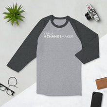 Load image into Gallery viewer, #ChangeMaker - 3/4 sleeve raglan shirt (White)