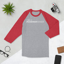 Load image into Gallery viewer, #ChangeMaker - 3/4 sleeve raglan shirt (White)