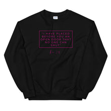 Load image into Gallery viewer, I Have Placed Before You An Open Door - Unisex Sweatshirt (Pink)
