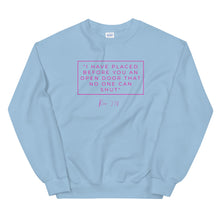 Load image into Gallery viewer, I Have Placed Before You An Open Door - Unisex Sweatshirt (Pink)