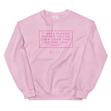 Load image into Gallery viewer, I Have Placed Before You An Open Door - Unisex Sweatshirt (Pink)