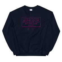 Load image into Gallery viewer, I Have Placed Before You An Open Door - Unisex Sweatshirt (Pink)