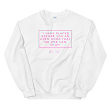 Load image into Gallery viewer, I Have Placed Before You An Open Door - Unisex Sweatshirt (Pink)