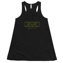 Load image into Gallery viewer, For I Know The Plans - Women's Flowy Racerback Tank (Yellow)