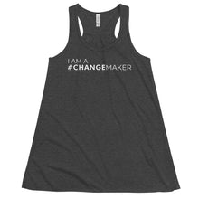 Load image into Gallery viewer, #ChangeMaker - Women's Flowy Racerback Tank (White)