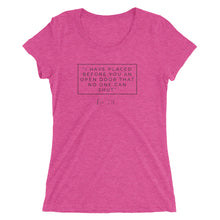 Load image into Gallery viewer, I Have Placed Before You An Open Door - Ladies' short sleeve t-shirt (Black)