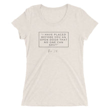 Load image into Gallery viewer, I Have Placed Before You An Open Door - Ladies' short sleeve t-shirt (Black)