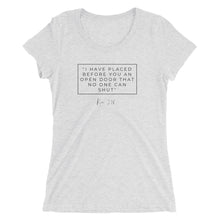 Load image into Gallery viewer, I Have Placed Before You An Open Door - Ladies' short sleeve t-shirt (Black)