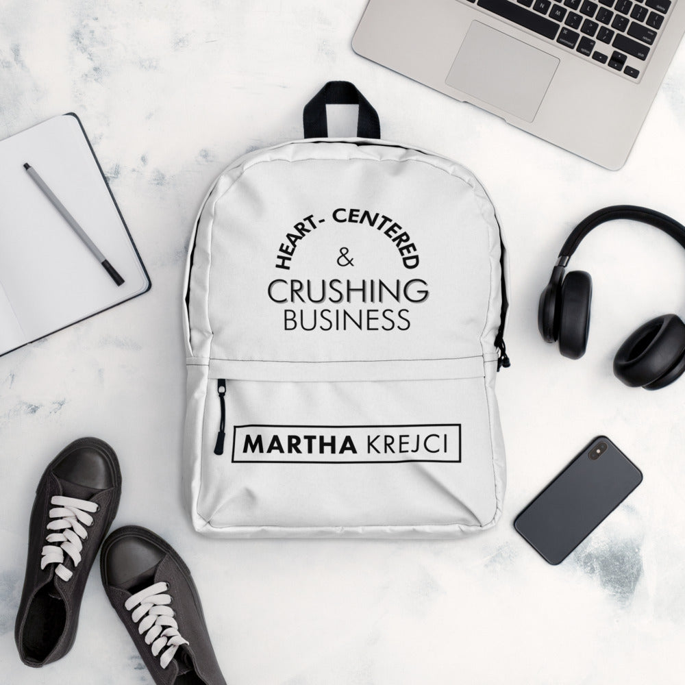 Heart Centered & Crushing Business - Backpack White