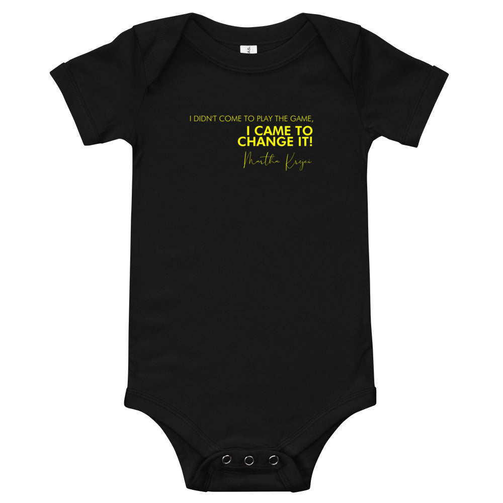 I Didn't Come Here To Play The Game - Baby short sleeve one piece (Yellow)