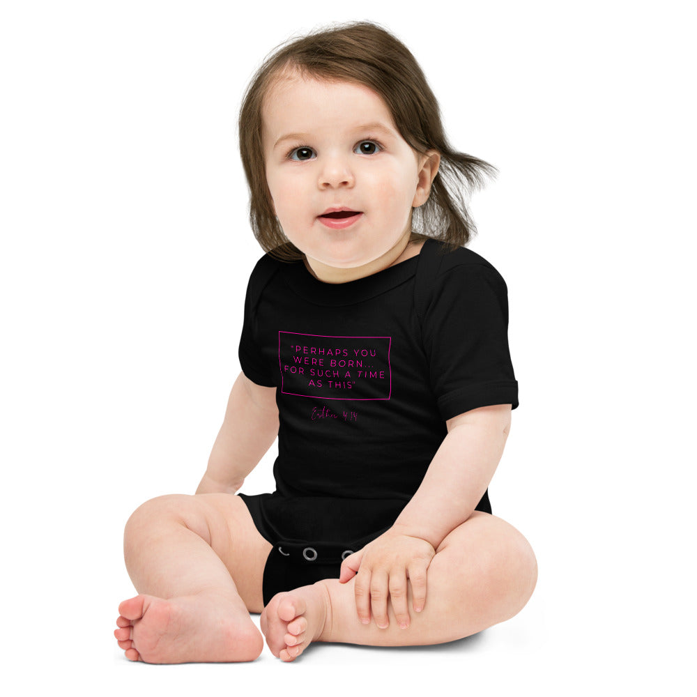 Perhaps You Were Born For Such A Time As This - Baby short sleeve one piece (pink)