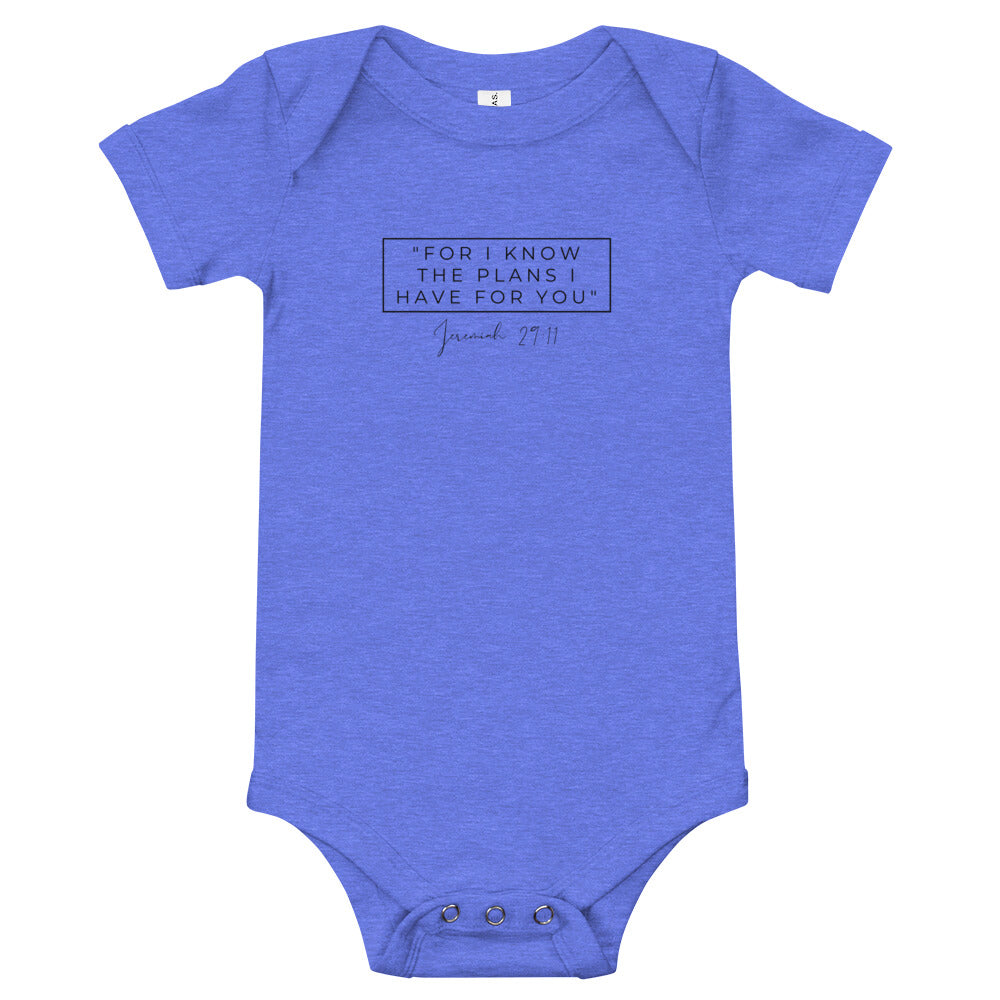 For I Know The Plans - Baby short sleeve one piece (Black)