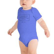 Load image into Gallery viewer, Perhaps You Were Born For Such A Time As This - Baby short sleeve one piece (Black)
