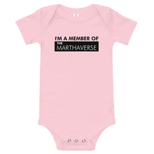 Load image into Gallery viewer, I&#39;m A Member Of The Marthaverse - Baby short sleeve one piece (Black)
