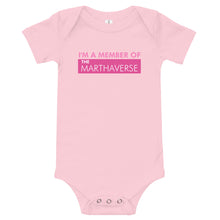 Load image into Gallery viewer, I&#39;m A Member Of The Marthaverse - Baby short sleeve one piece (Pink)
