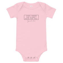 Load image into Gallery viewer, For I Know The Plans - Baby short sleeve one piece (Black)
