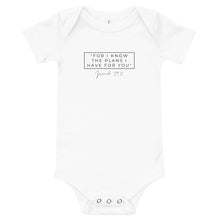 Load image into Gallery viewer, For I Know The Plans - Baby short sleeve one piece (Black)
