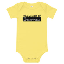 Load image into Gallery viewer, I&#39;m A Member Of The Marthaverse - Baby short sleeve one piece (Black)
