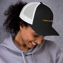 Load image into Gallery viewer, I don&#39;t do fluff - Trucker Cap (Yellow)
