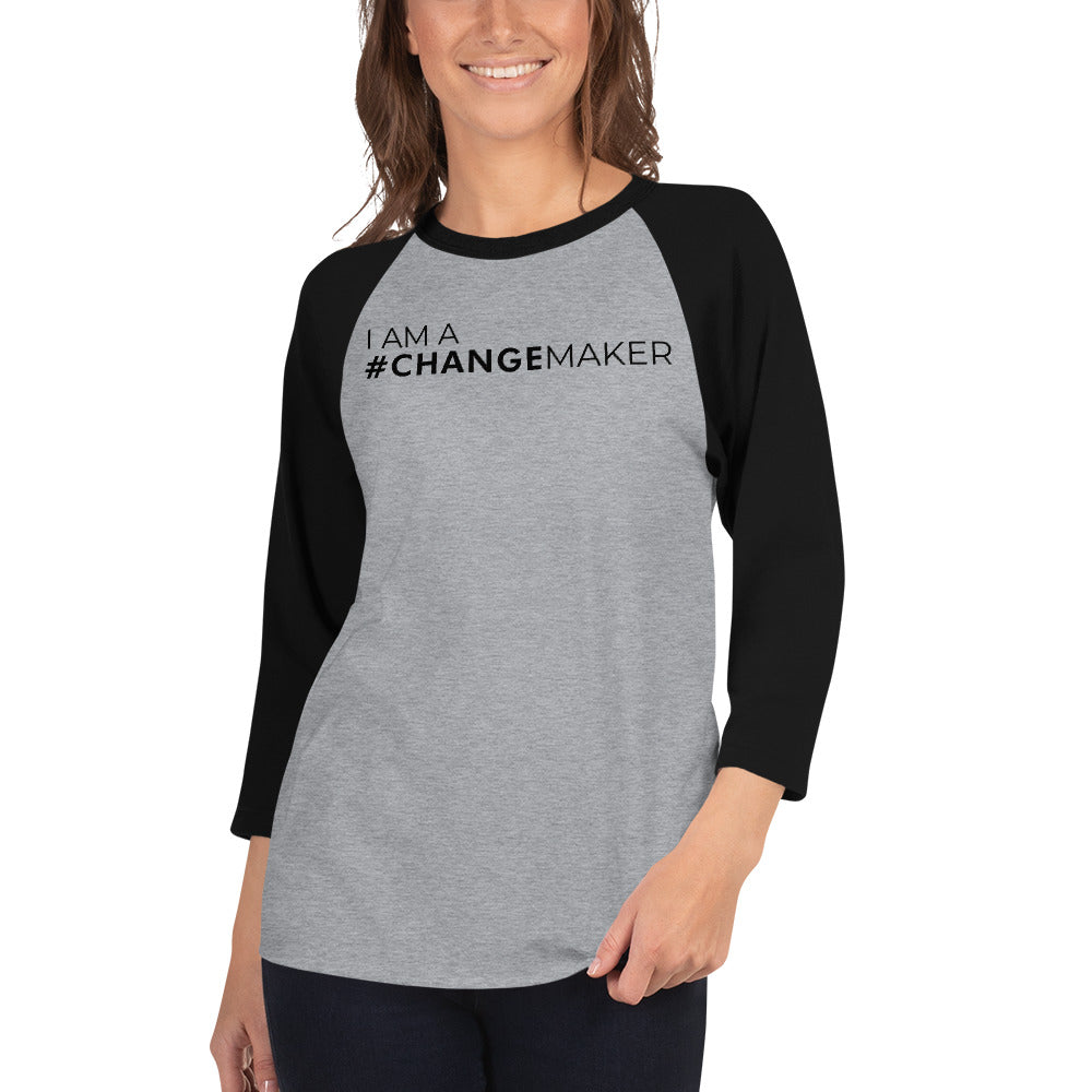 #ChangeMaker - 3/4 sleeve raglan shirt (Black)