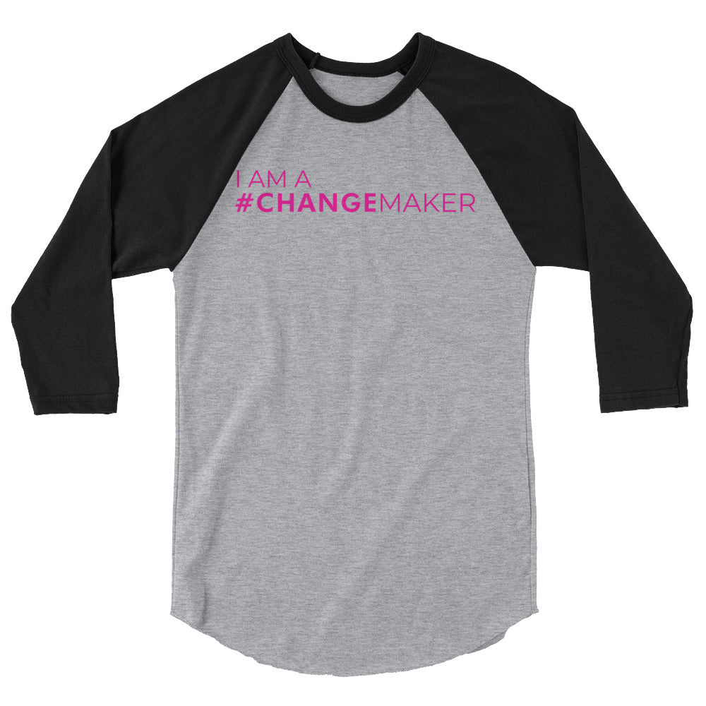 #ChangeMaker - 3/4 sleeve raglan shirt (Pink)