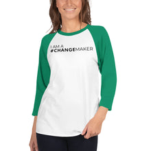 Load image into Gallery viewer, #ChangeMaker - 3/4 sleeve raglan shirt (Black)
