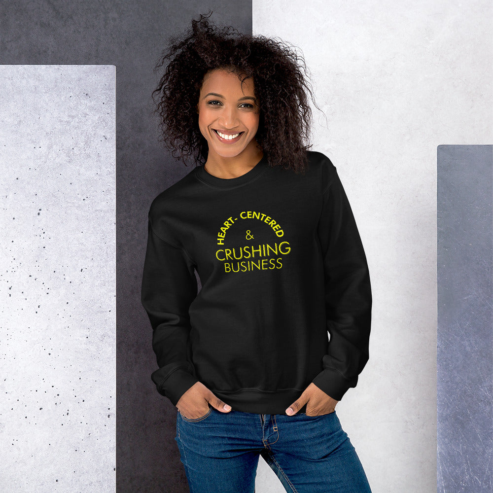 Heart Centered & Crushing Business - Unisex Sweatshirt (Yellow)