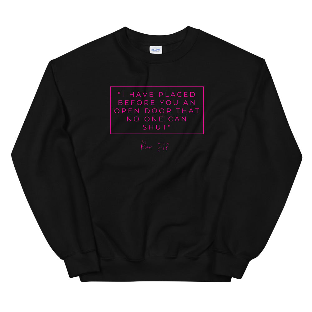 I Have Placed Before You An Open Door - Unisex Sweatshirt (Pink)