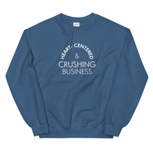 Load image into Gallery viewer, Heart Centered &amp; Crushing Business - Unisex Sweatshirt (White)
