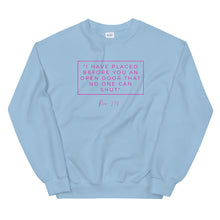 Load image into Gallery viewer, I Have Placed Before You An Open Door - Unisex Sweatshirt (Pink)
