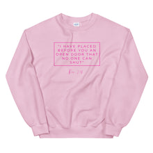 Load image into Gallery viewer, I Have Placed Before You An Open Door - Unisex Sweatshirt (Pink)
