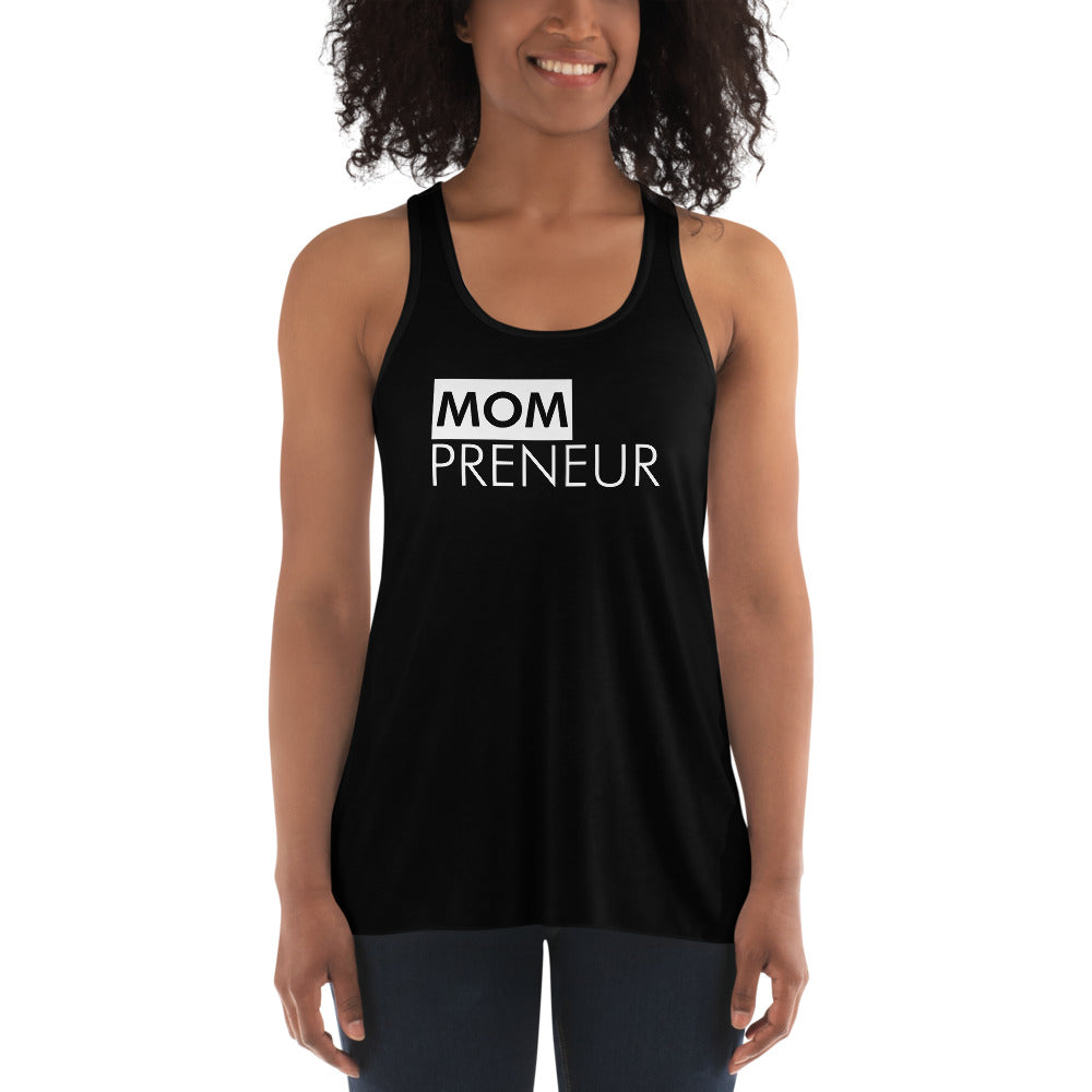 MOMPreneur - Women's Flowy Racerback Tank (White)