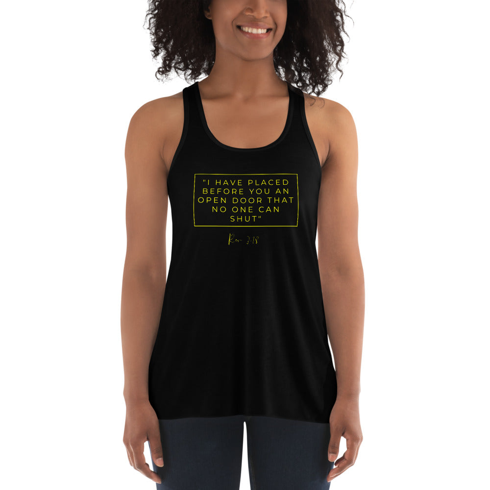 I Have Placed Before You An Open Door - Women's Flowy Racerback Tank (Yellow)