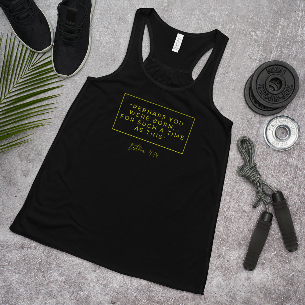 Perhaps You Were Born For Such A Time As This - Women's Flowy Racerback Tank (Yellow)