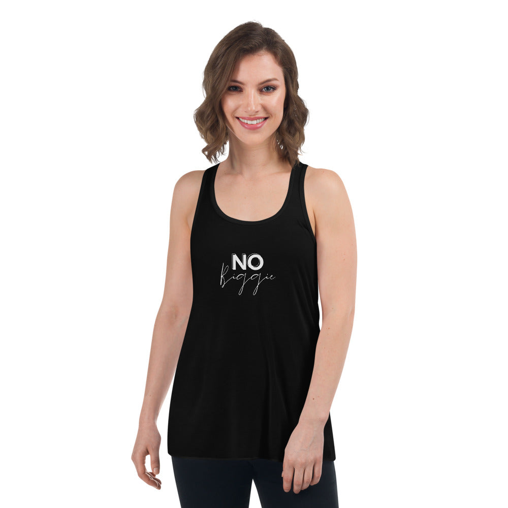 No Biggie - Women's Flowy Racerback Tank (White)