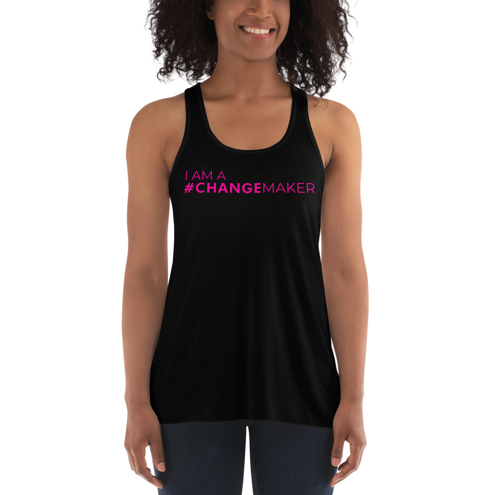 #ChangeMaker - Women's Flowy Racerback Tank (Pink)