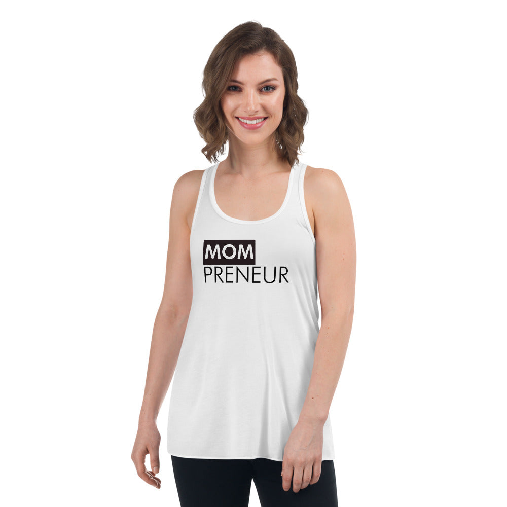 MOMPreneur - Women's Flowy Racerback Tank (Black)