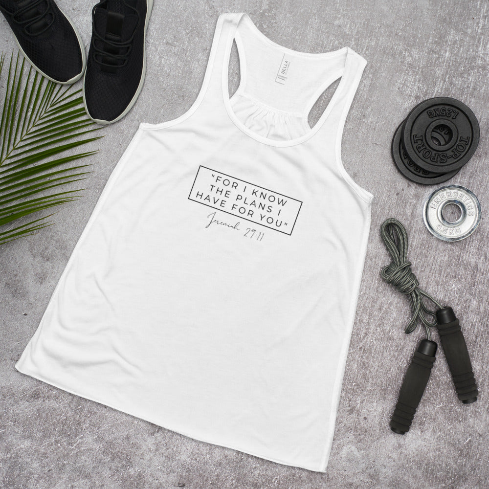 For I Know The Plans - Women's Flowy Racerback Tank (Black)