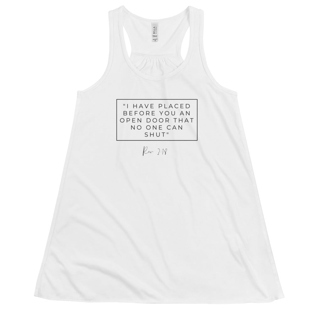 I Have Placed Before You An Open Door - Women's Flowy Racerback Tank (Black)