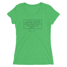 Load image into Gallery viewer, I Have Placed Before You An Open Door - Ladies&#39; short sleeve t-shirt (Black)
