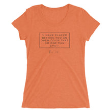 Load image into Gallery viewer, I Have Placed Before You An Open Door - Ladies&#39; short sleeve t-shirt (Black)
